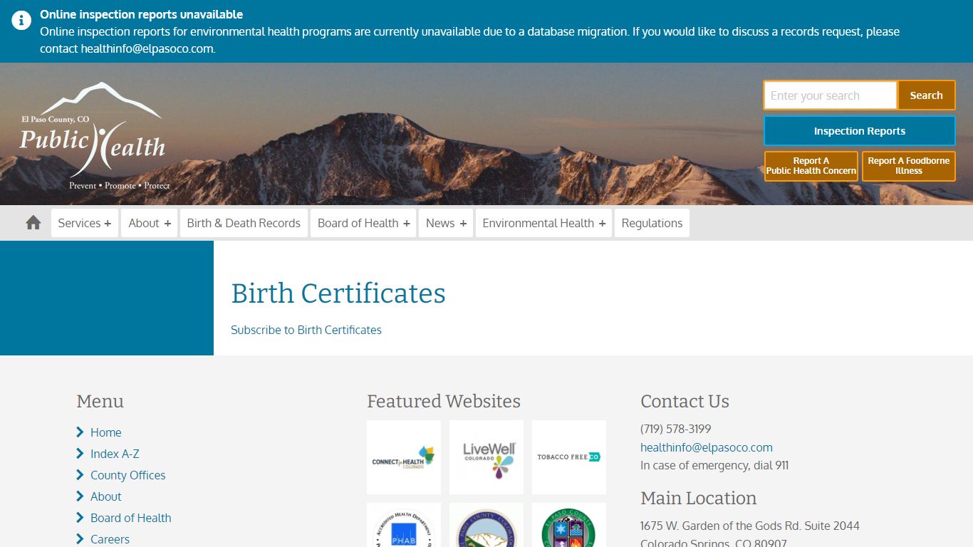 Birth Certificates | El Paso County Public Health